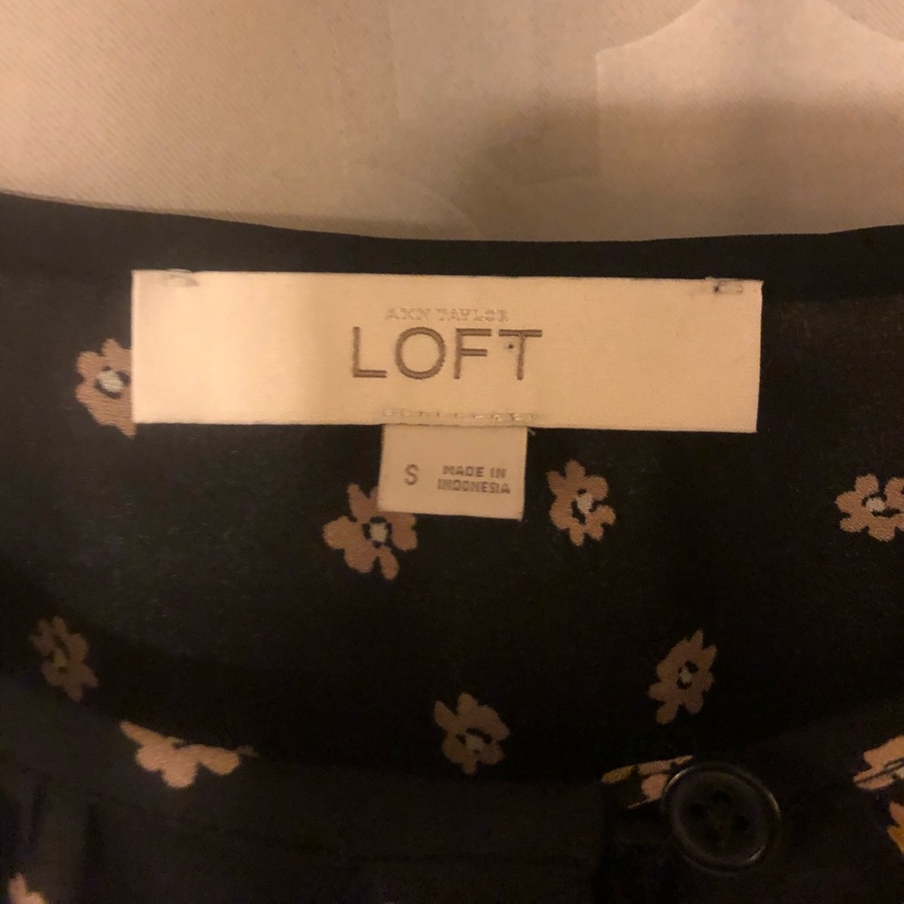 Loft Black Patterned Button Down - image 3